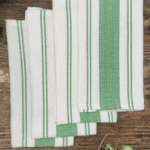 Premium White Honeycomb Kitchen Towel with Green Stripe