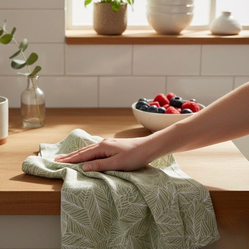 Leaf Print Terry Kitchen Towel