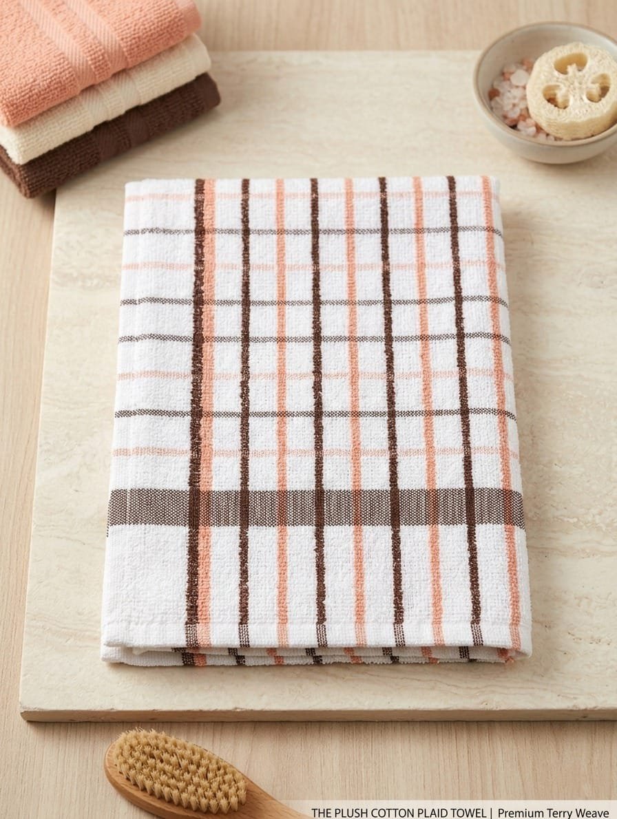 PLUSH PLAID TERRY TOWEL