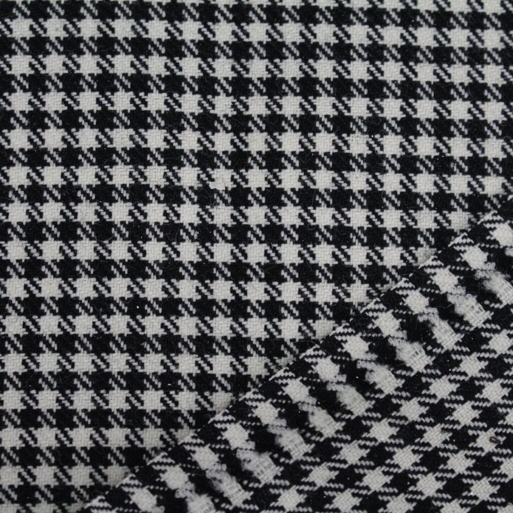 Classic Black and White Houndstooth Yarn-Dyed Cotton Fabric