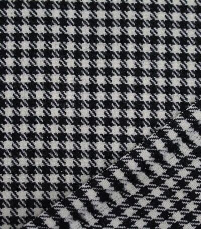 Classic Black and White Houndstooth Yarn-Dyed Cotton Fabric