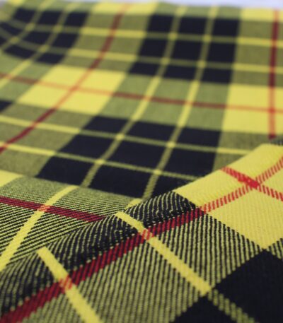 Premium yarn dyed textiles in yellow and black tartan pattern