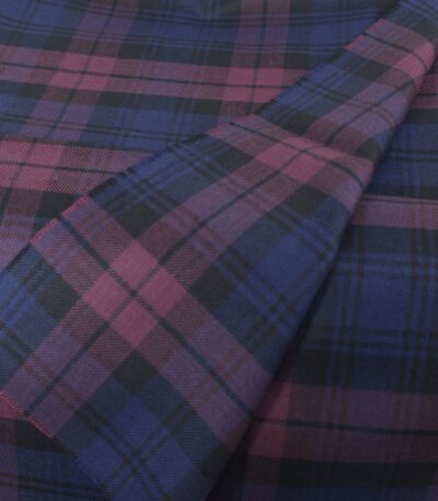Export quality flannel fabric in purple and navy tartan