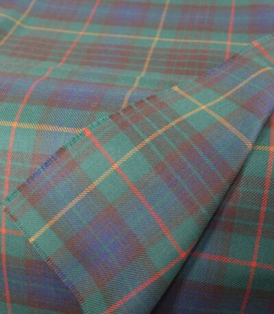 Custom flannel fabric manufacturer: forest green and navy sunset tartan flannel