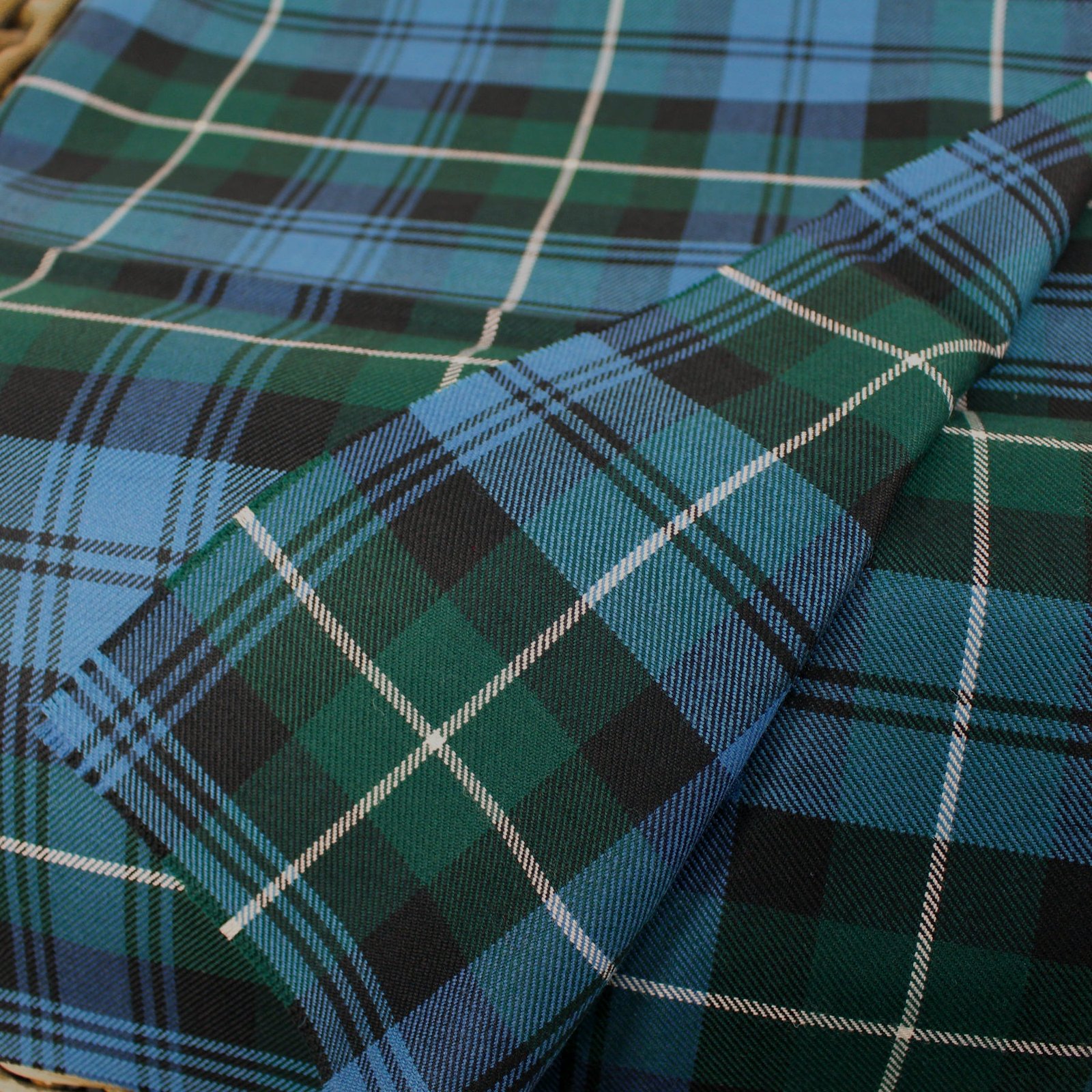 Export quality textile manufacturer: teal and seafoam green tartan fabric