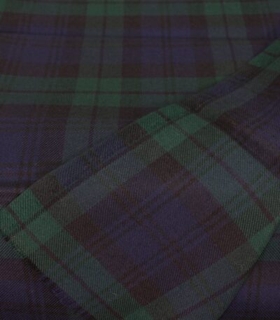Forest Green and Midnight Navy Tartan Yarn-Dyed Cotton Fabric