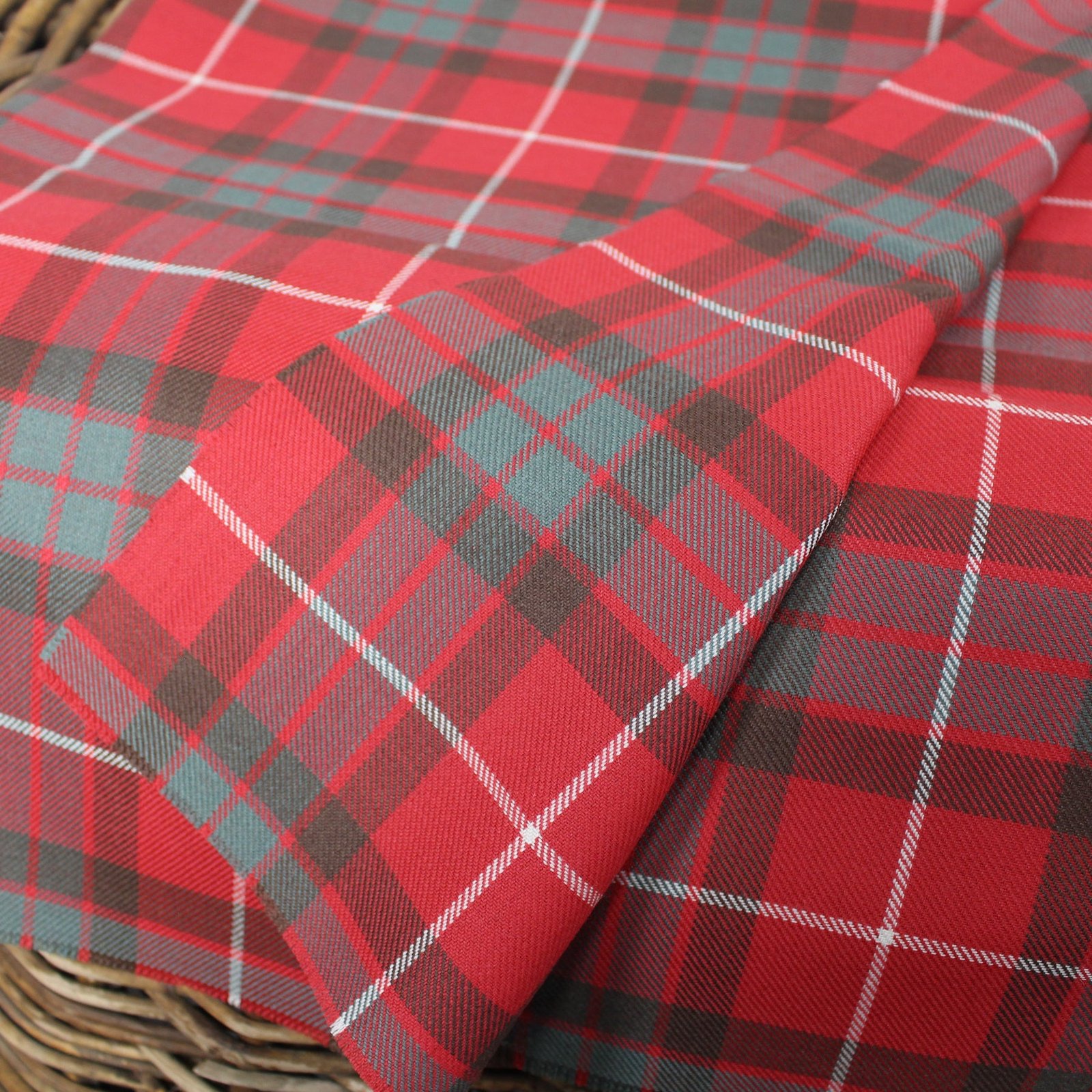 Wholesale tartan bedding material in scarlet red and slate grey