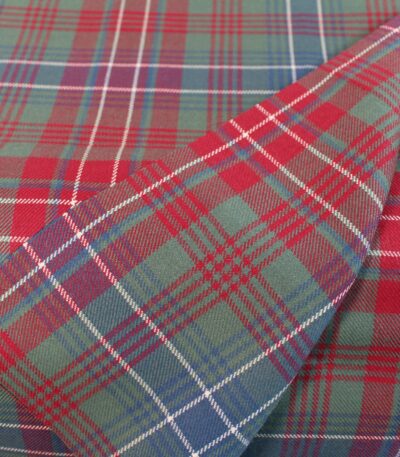 Bespoke cotton fabric manufacturer: crimson red and sage green heritage flannel