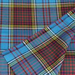 Fabricante de tejidos de franela a medida: franela heritage tartán azul cielo y escarlata