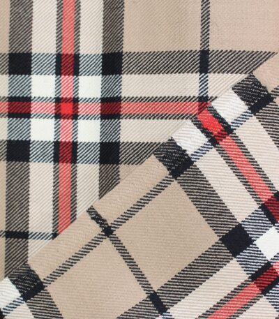 Custom flannel fabric manufacturer: tan and beige luxury plaid flannel