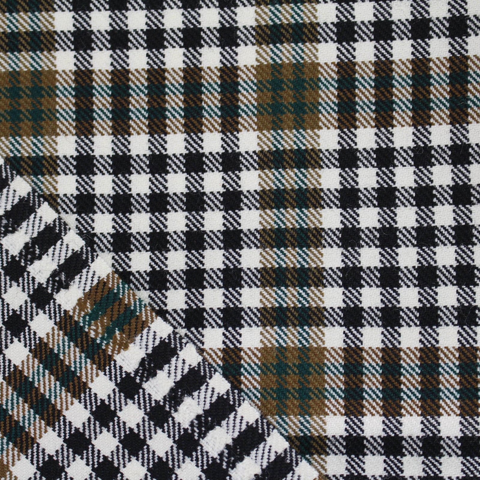 Green and Brown Houndstooth Plaid Yarn-Dyed Cotton Fabric - Home Innovators