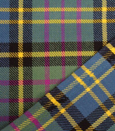 Wholesale tartan bedding material in blue, green, and yellow pattern