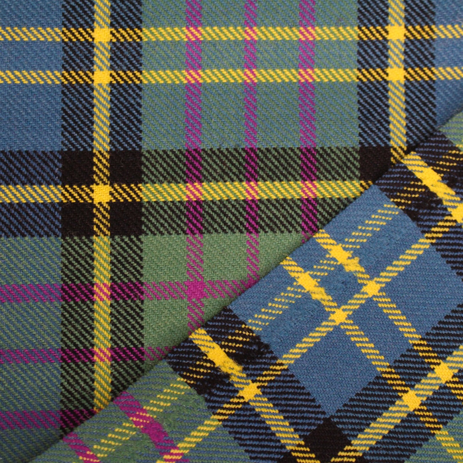 Wholesale tartan bedding material in blue, green, and yellow pattern