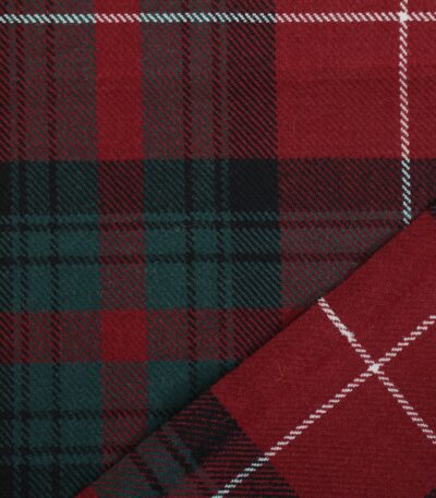 100% cotton Royal Stewart Tartan fabric in deep red and green, exported from Multan, Pakistan.