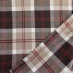 ⁦Premium Beige & Burgundy Plaid Yarn-Dyed Cotton Fabric⁩ - الصورة ⁦2⁩