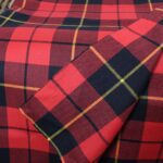 ⁦Royal Red & Black Tartan Yarn-Dyed Cotton Fabric⁩ - الصورة ⁦2⁩