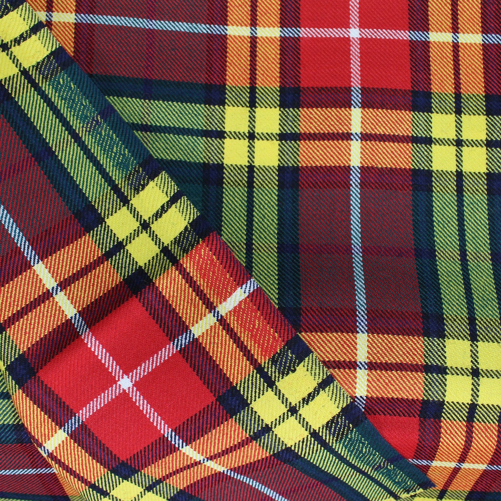 Vibrant Red and Yellow Stewart Tartan Yarn-Dyed Cotton Fabric - Home Innovators