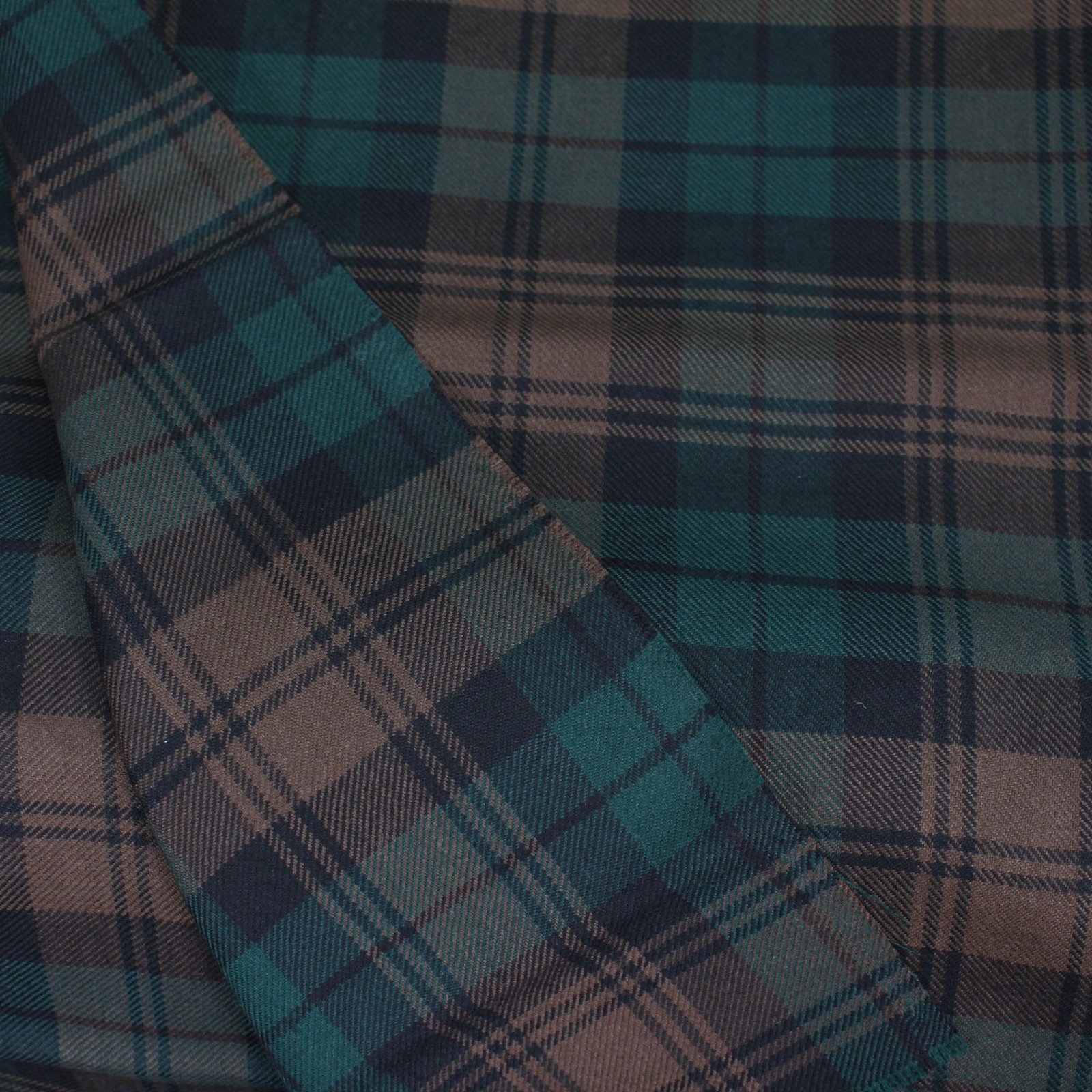 Forest Green and Brown Tartan Yarn-Dyed Cotton Fabric