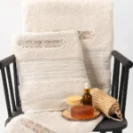 Frost Beige Embroidered Towel