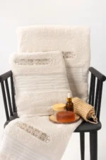Frost Beige Embroidered Towel
