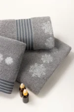 Dove Grey Embroidered Towel